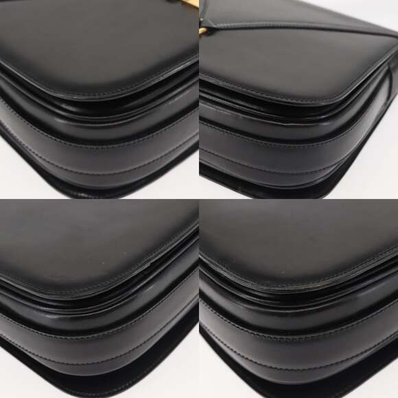 CELINE Shoulder Bag Leather Black Gold - Picture 10 of 13